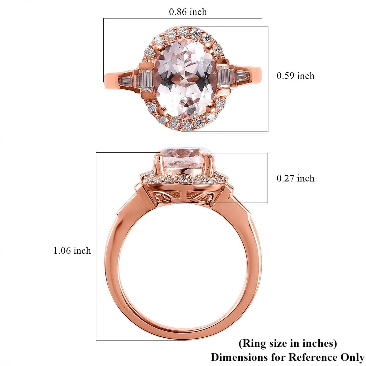 Pink Morganite and Moissanite Ring in Vermeil Rose Gold Over Sterling Silver (Size 8.0) 2.85 ctw image number 5