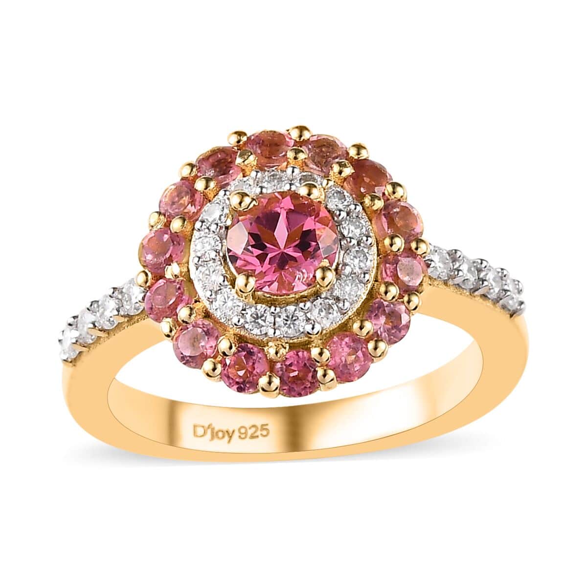 Morro Redondo Pink Tourmaline and Moissanite Ring in Vermeil Yellow Gold Over Sterling Silver (Size 5.0) 1.15 ctw image number 0