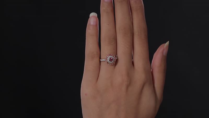 Morro Redondo Pink Tourmaline and Moissanite Ring in Vermeil Yellow Gold Over Sterling Silver (Size 5.0) 1.15 ctw