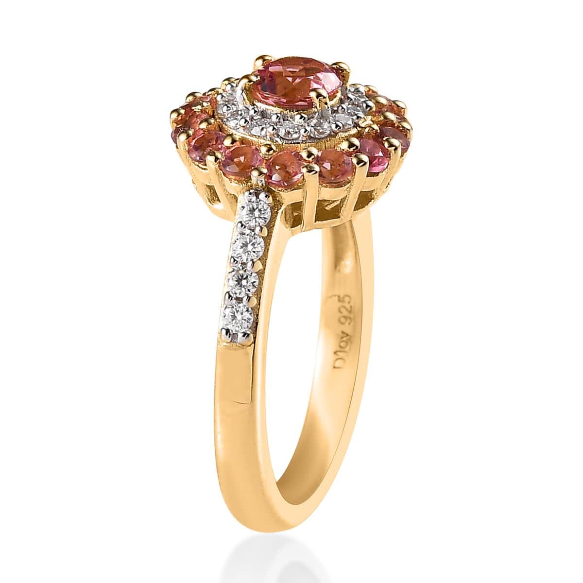 Morro Redondo Pink Tourmaline and Moissanite Ring in Vermeil Yellow Gold Over Sterling Silver (Size 5.0) 1.15 ctw image number 3