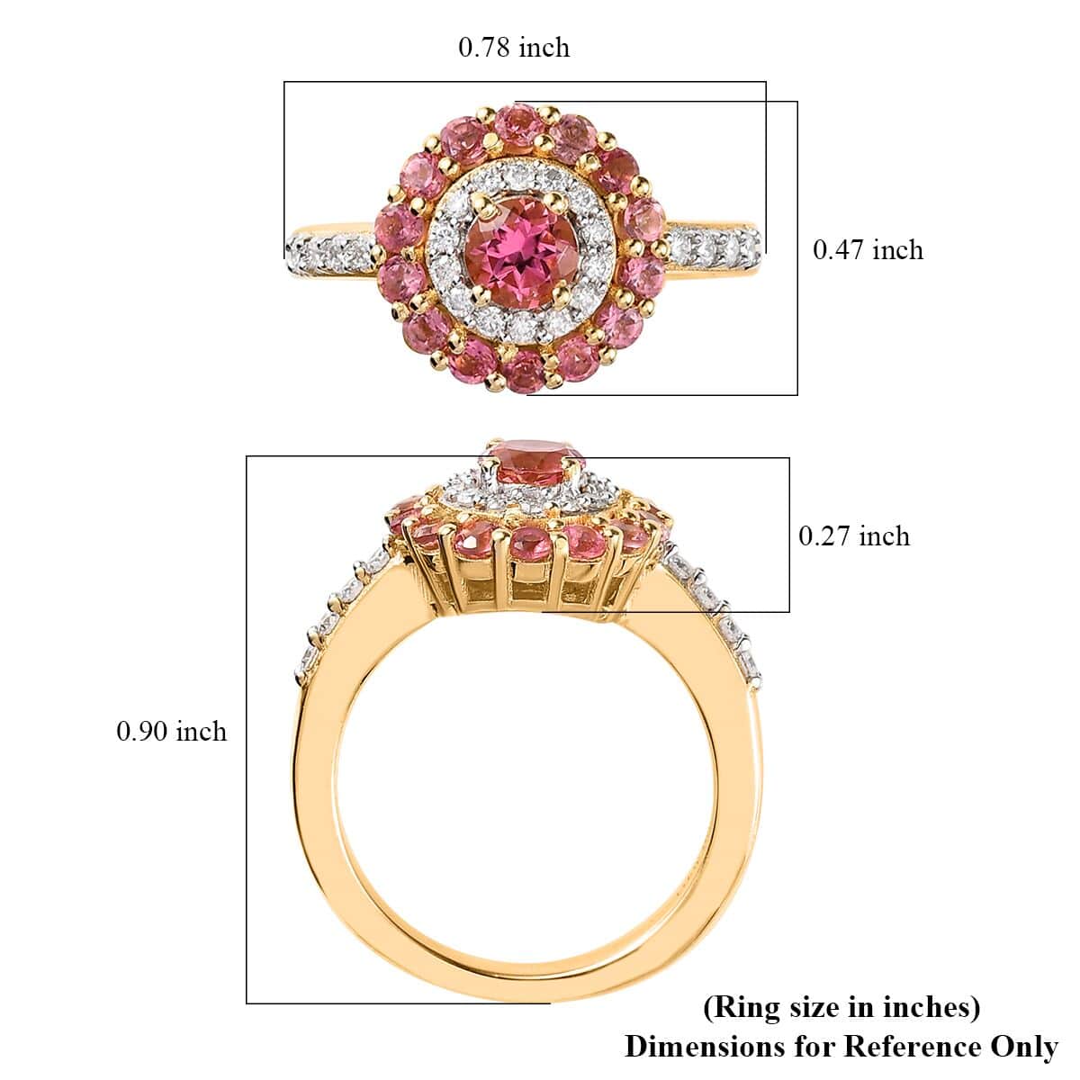 Morro Redondo Pink Tourmaline and Moissanite Ring in Vermeil Yellow Gold Over Sterling Silver (Size 5.0) 1.15 ctw image number 5