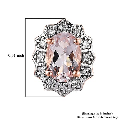 Pink Morganite and Moissanite Floral Earrings in Vermeil Rose Gold Over Sterling Silver 1.70 ctw
