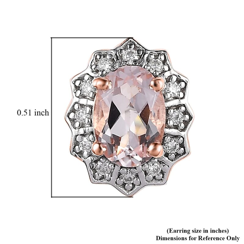 Pink Morganite and Moissanite Floral Earrings in Vermeil Rose Gold Over Sterling Silver 1.70 ctw