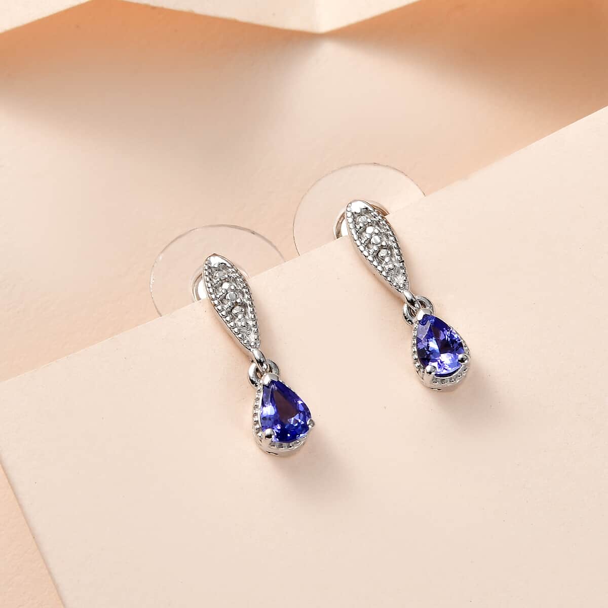 Tanzanite Dangle Earrings in Platinum Over Sterling Silver 0.75 ctw image number 1