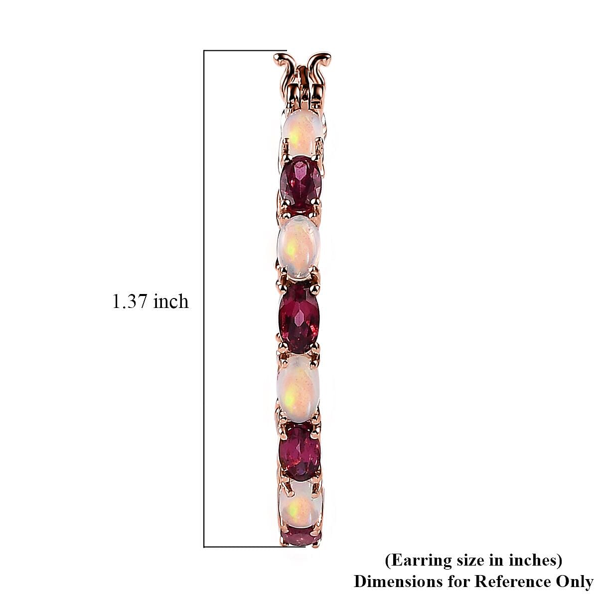 Tanzanian Rhodolite Garnet and Ethiopian Welo Opal Inside Out Hoop Earrings in Vermeil Rose Gold Over Sterling Silver 6.75 ctw image number 4