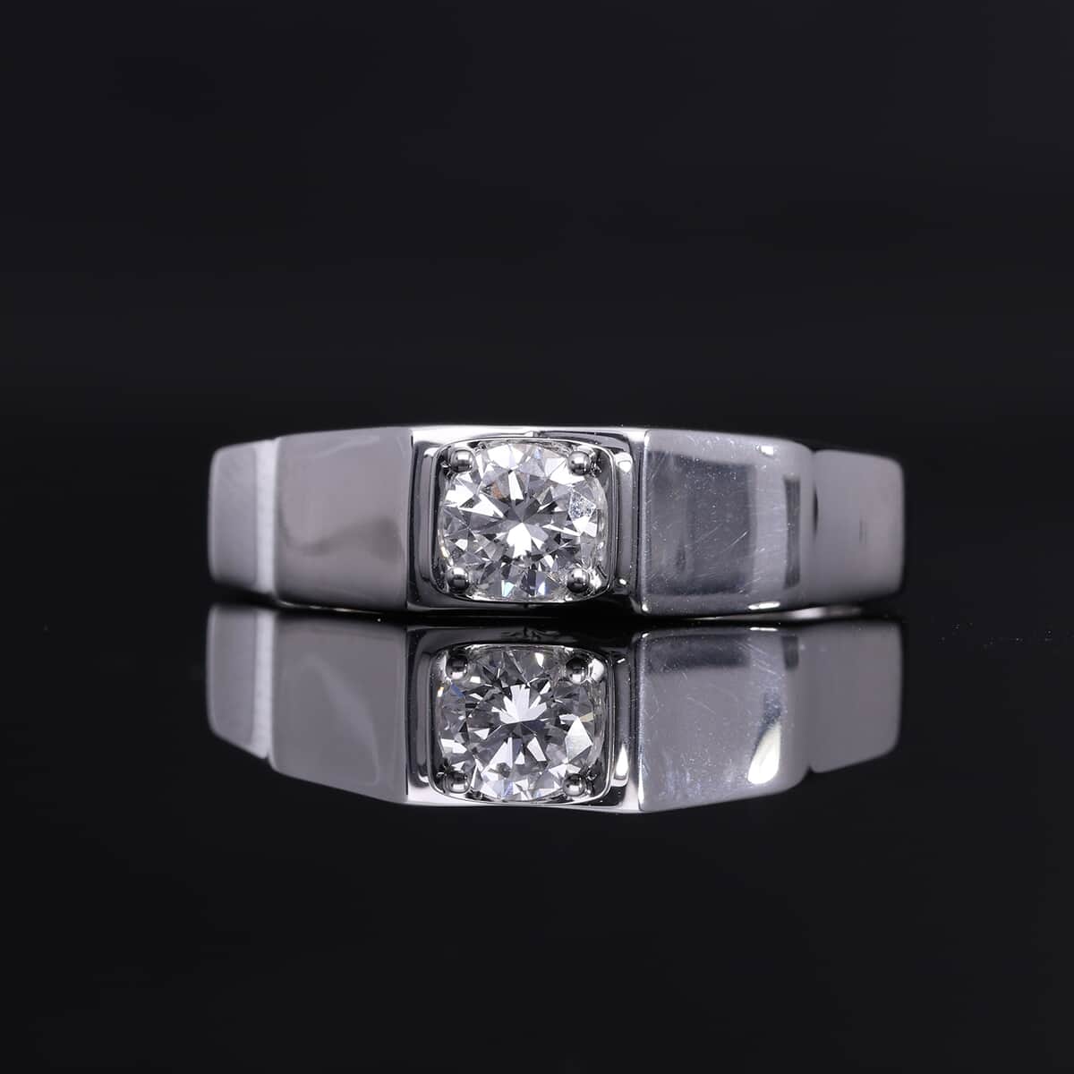 Luxuriant Lab Grown Diamond E-F SI Men's Ring in Platinum Over Sterling Silver 0.60 ctw image number 1