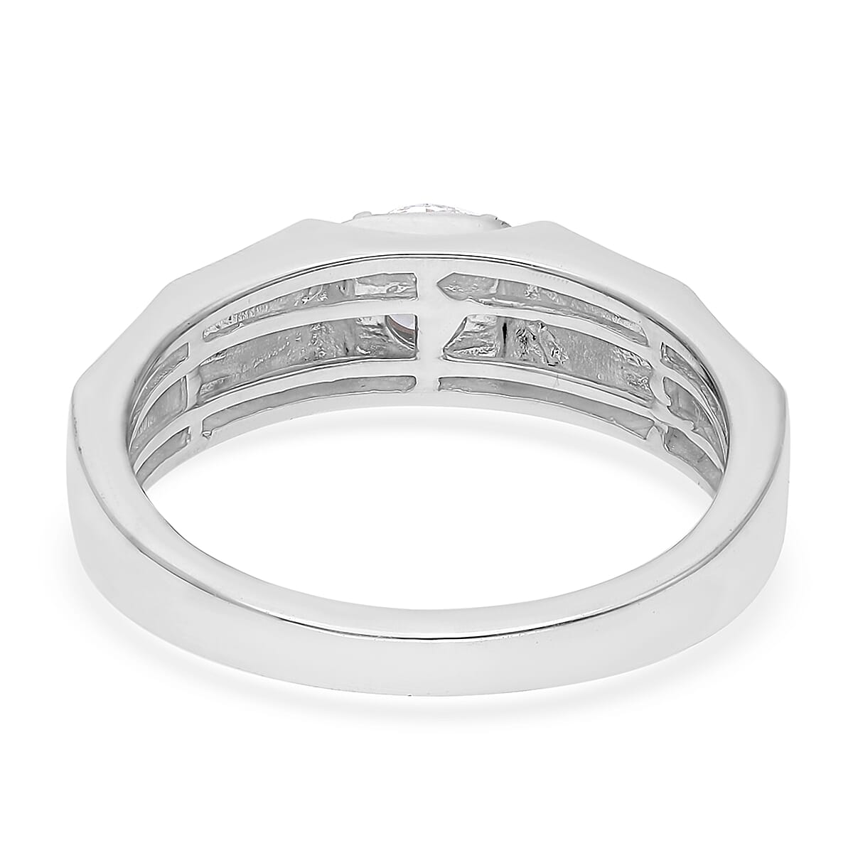 Luxuriant Lab Grown Diamond E-F SI Men's Ring in Platinum Over Sterling Silver, Promise Rings (Size 10.0) 0.60 ctw