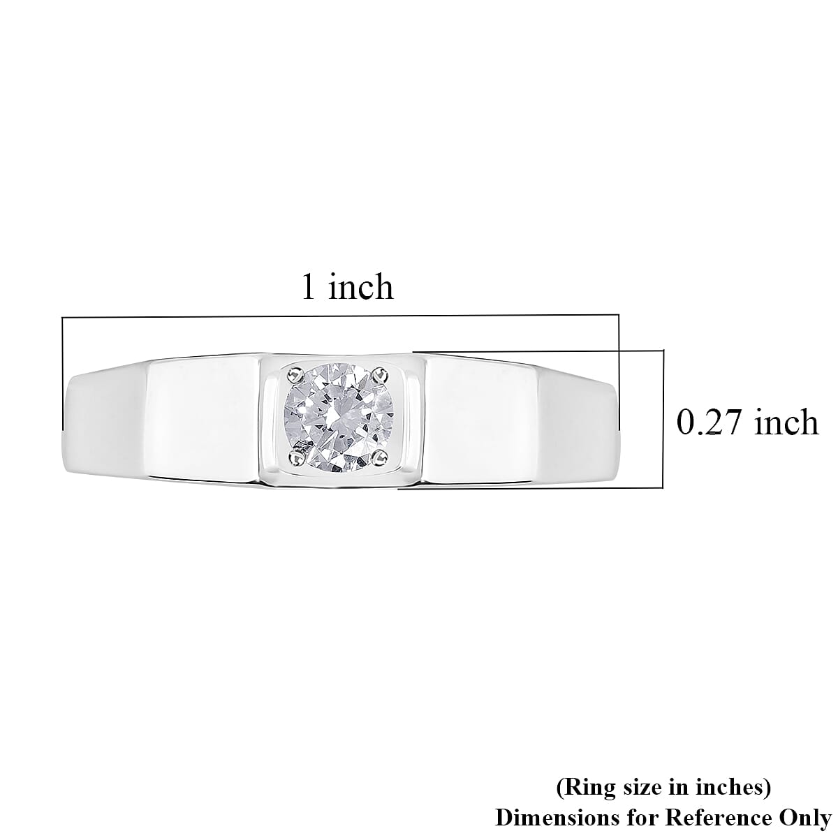 Luxuriant Lab Grown Diamond E-F SI Men's Ring in Platinum Over Sterling Silver, Promise Rings (Size 10.0) 0.60 ctw