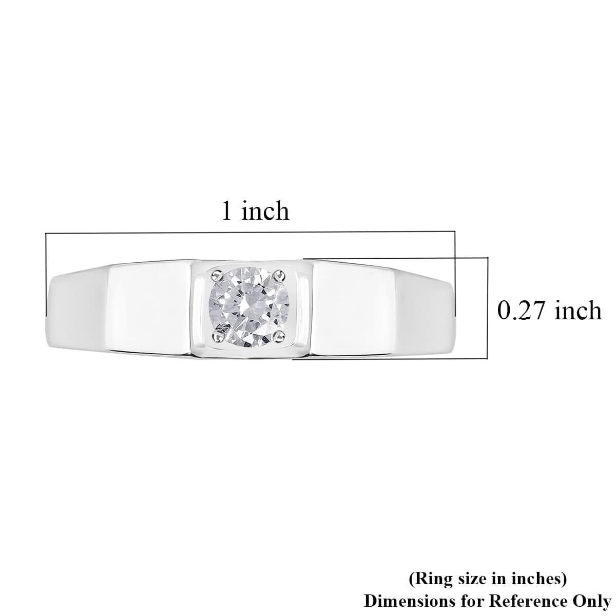 Luxuriant Lab Grown Diamond E-F SI Men's Ring in Platinum Over Sterling Silver, Promise Rings (Size 10.0) 0.60 ctw image number 6