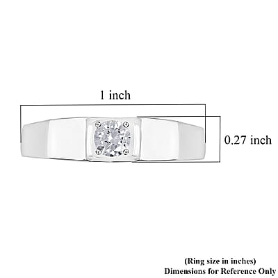 Luxuriant Lab Grown Diamond E-F SI Men's Ring in Platinum Over Sterling Silver, Promise Rings (Size 10.0) 0.60 ctw
