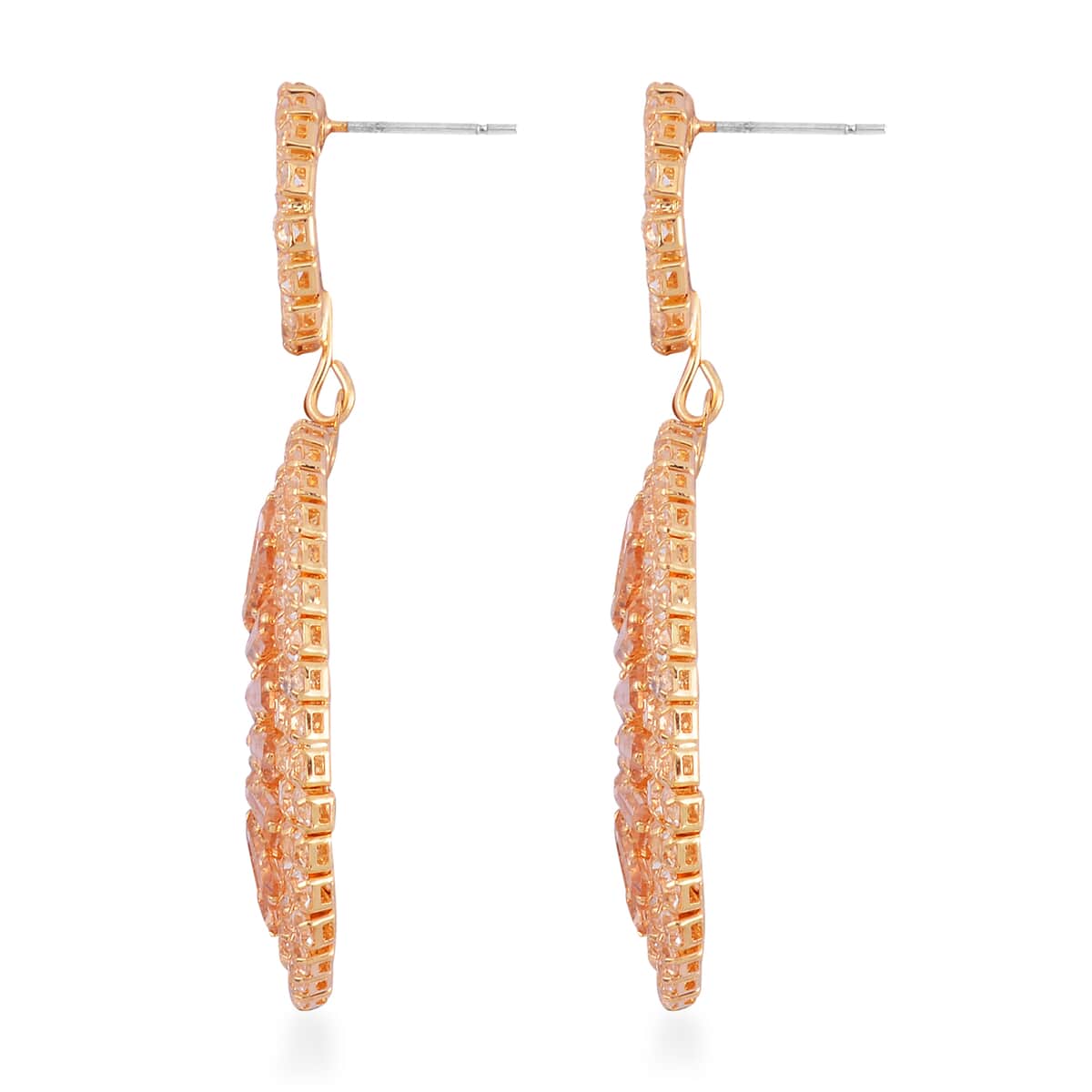 Champagne and White Austrian Crystal Open Circle Earrings in Goldtone image number 3