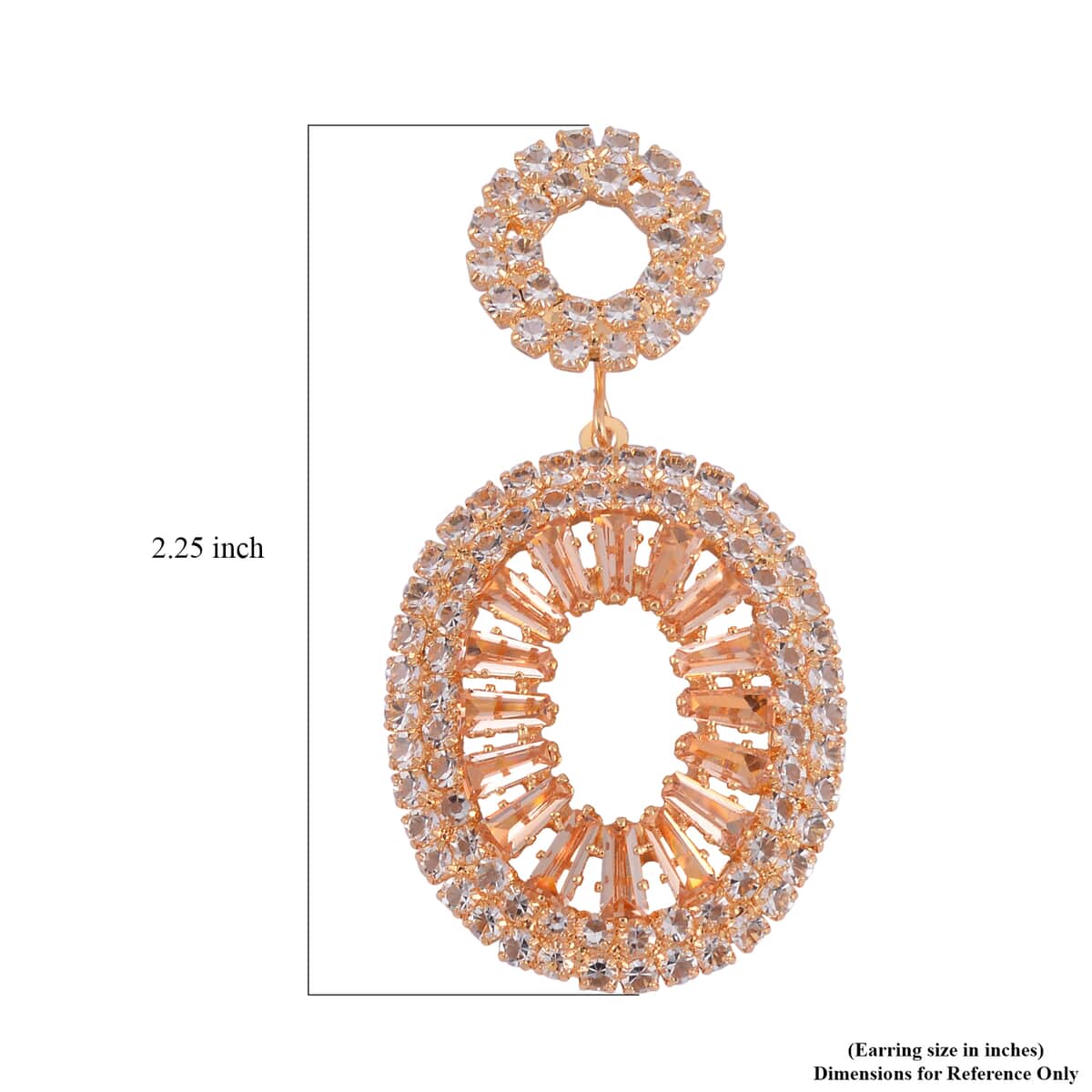 Champagne and White Austrian Crystal Open Circle Earrings in Goldtone image number 5