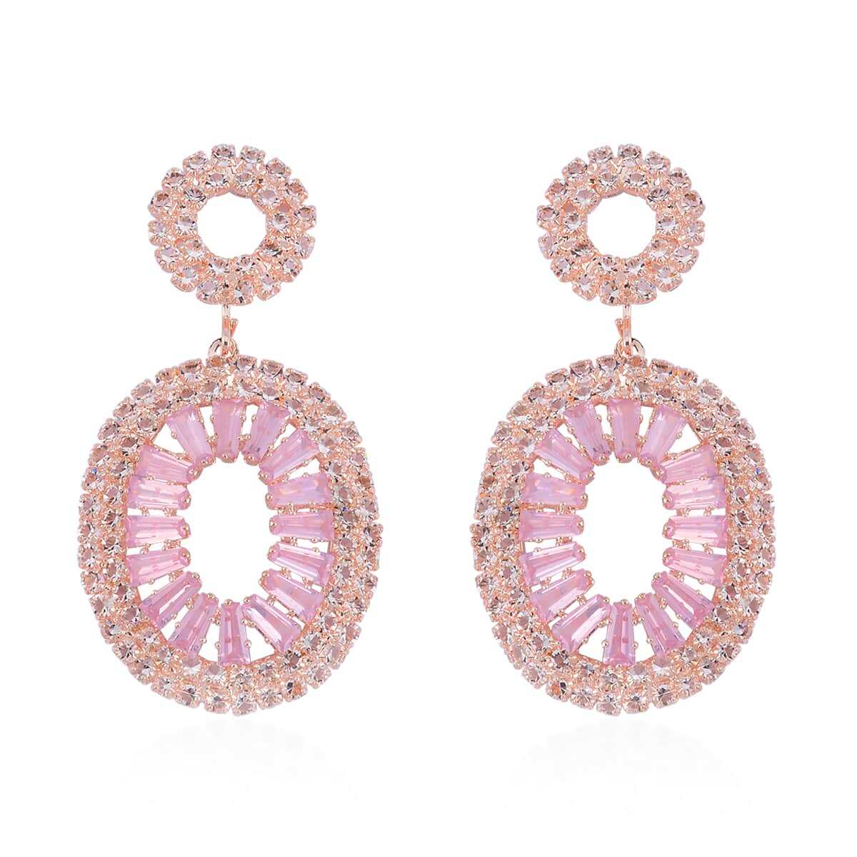 White and Pink Austrian Crystal Open Circle Earrings in Rosetone image number 0