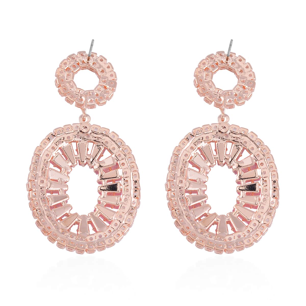 White and Pink Austrian Crystal Open Circle Earrings in Rosetone image number 4