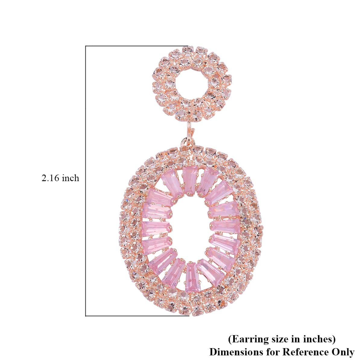 White and Pink Austrian Crystal Open Circle Earrings in Rosetone image number 5