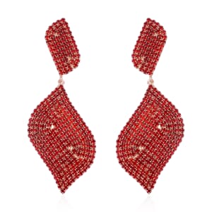 Red Austrian Crystal Geometrical Earrings in Rosetone