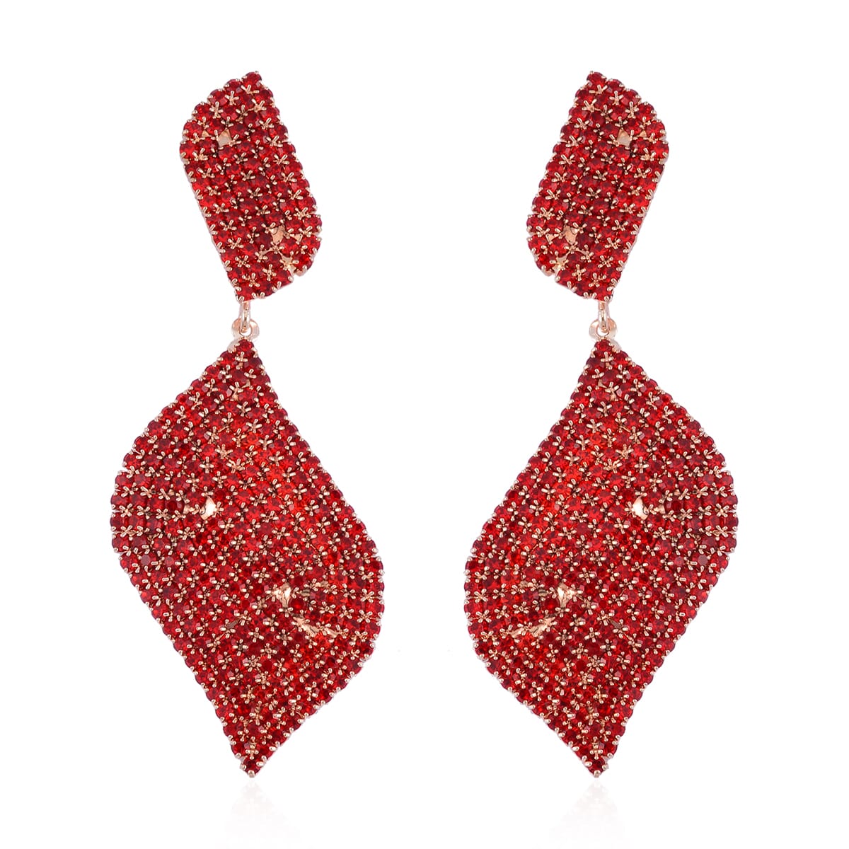 Red Austrian Crystal Geometrical Earrings in Rosetone image number 0