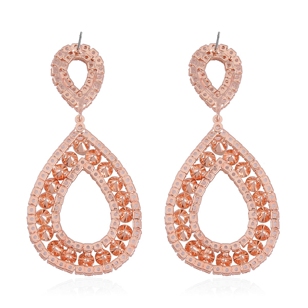 Simulated Pearl and Austrian Crystal Earrings in Rosetone image number 4