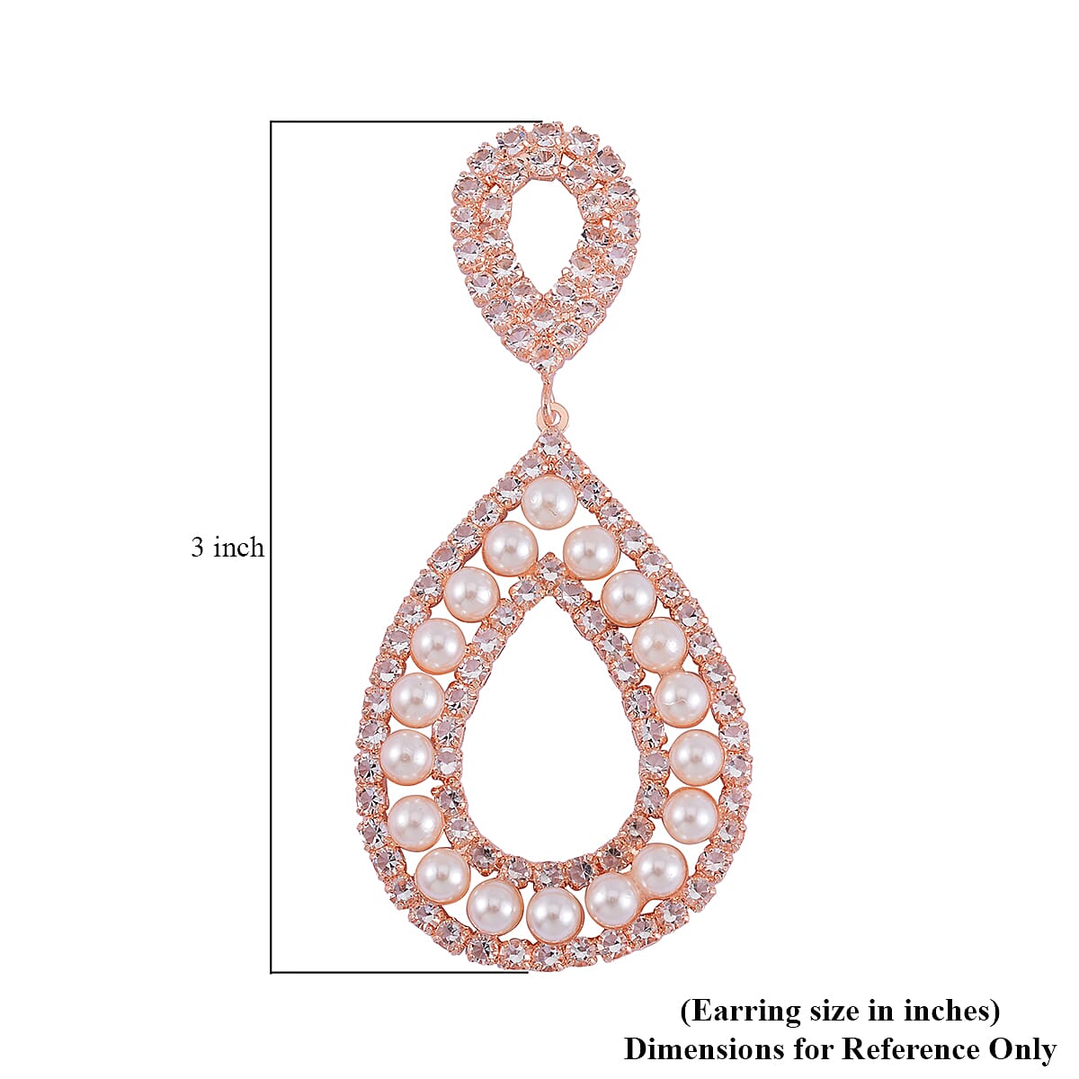 Simulated Pearl and Austrian Crystal Earrings in Rosetone image number 5