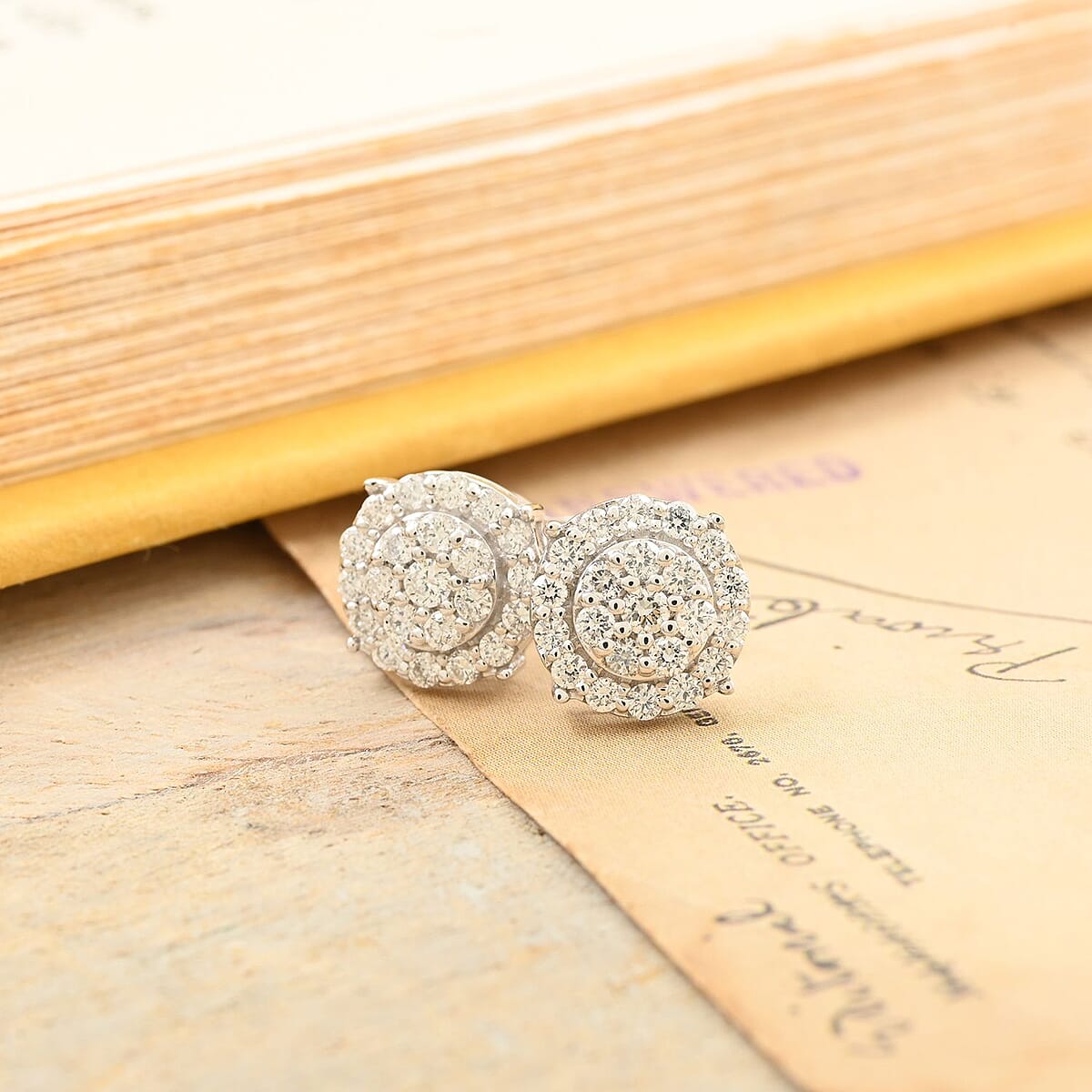 Luxuriant Lab Grown Diamond G-H SI Double Halo Stud Earrings in Platinum Over Sterling Silver 0.50 ctw image number 1