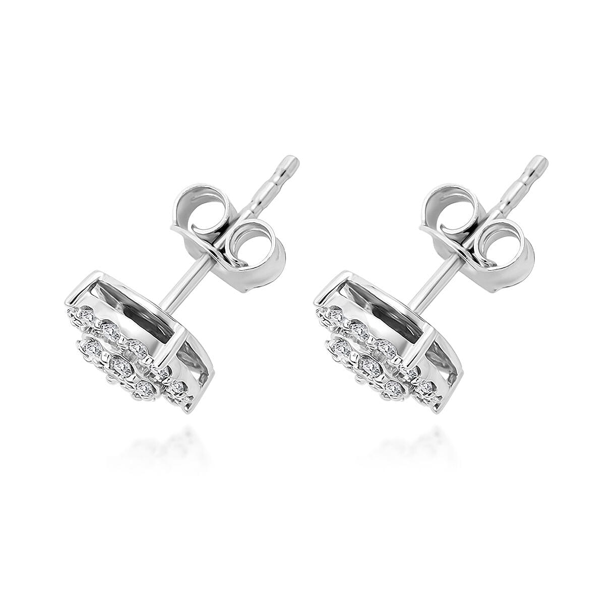 Luxuriant Lab Grown Diamond G-H SI Double Halo Stud Earrings in Platinum Over Sterling Silver 0.50 ctw image number 3
