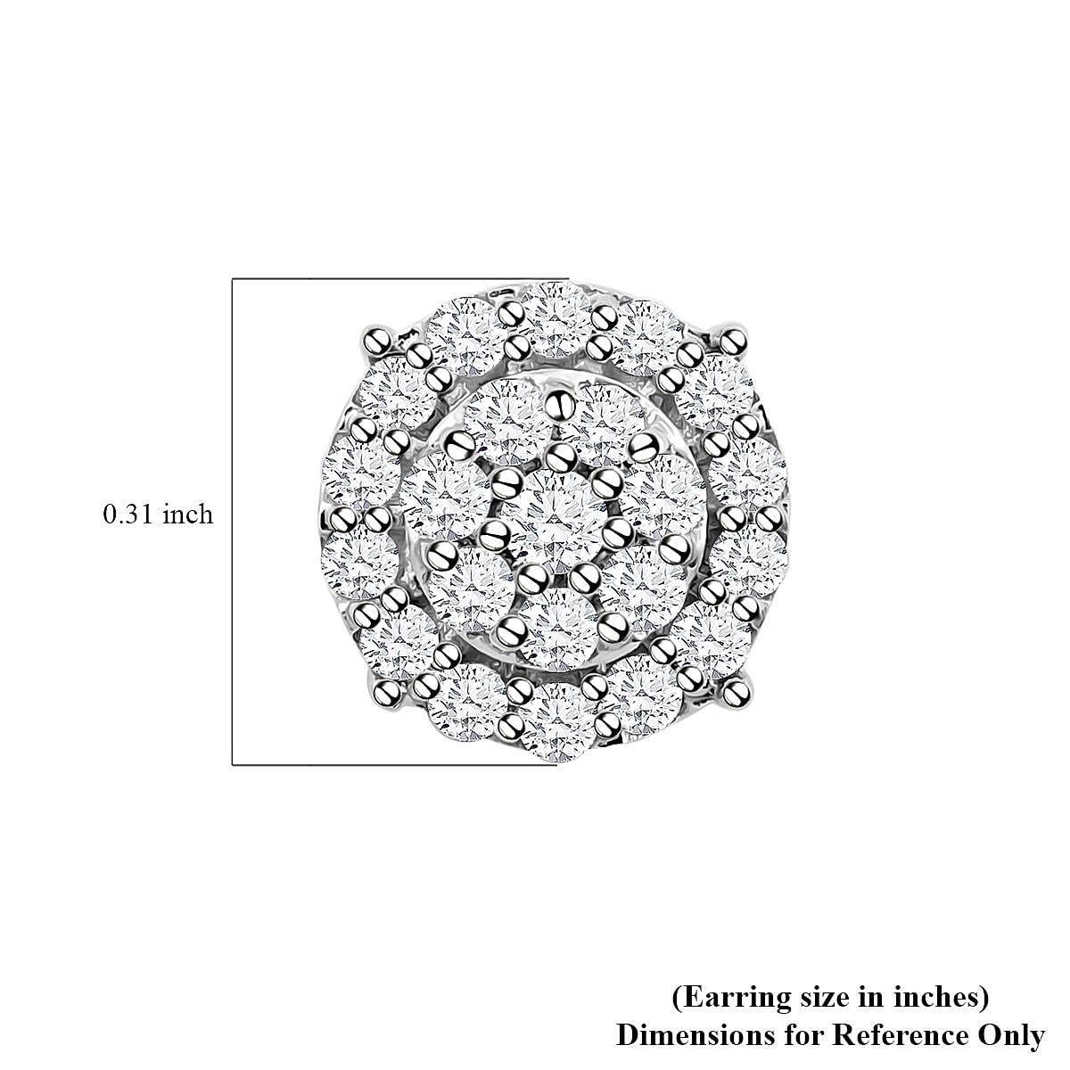 Luxuriant Lab Grown Diamond G-H SI Double Halo Stud Earrings in Platinum Over Sterling Silver 0.50 ctw image number 4