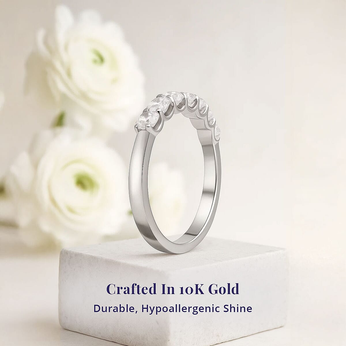 Luxoro 10K White Gold Luxuriant Lab Grown Diamond G-H SI Ring (Size 7.0) 1.00 ctw image number 2