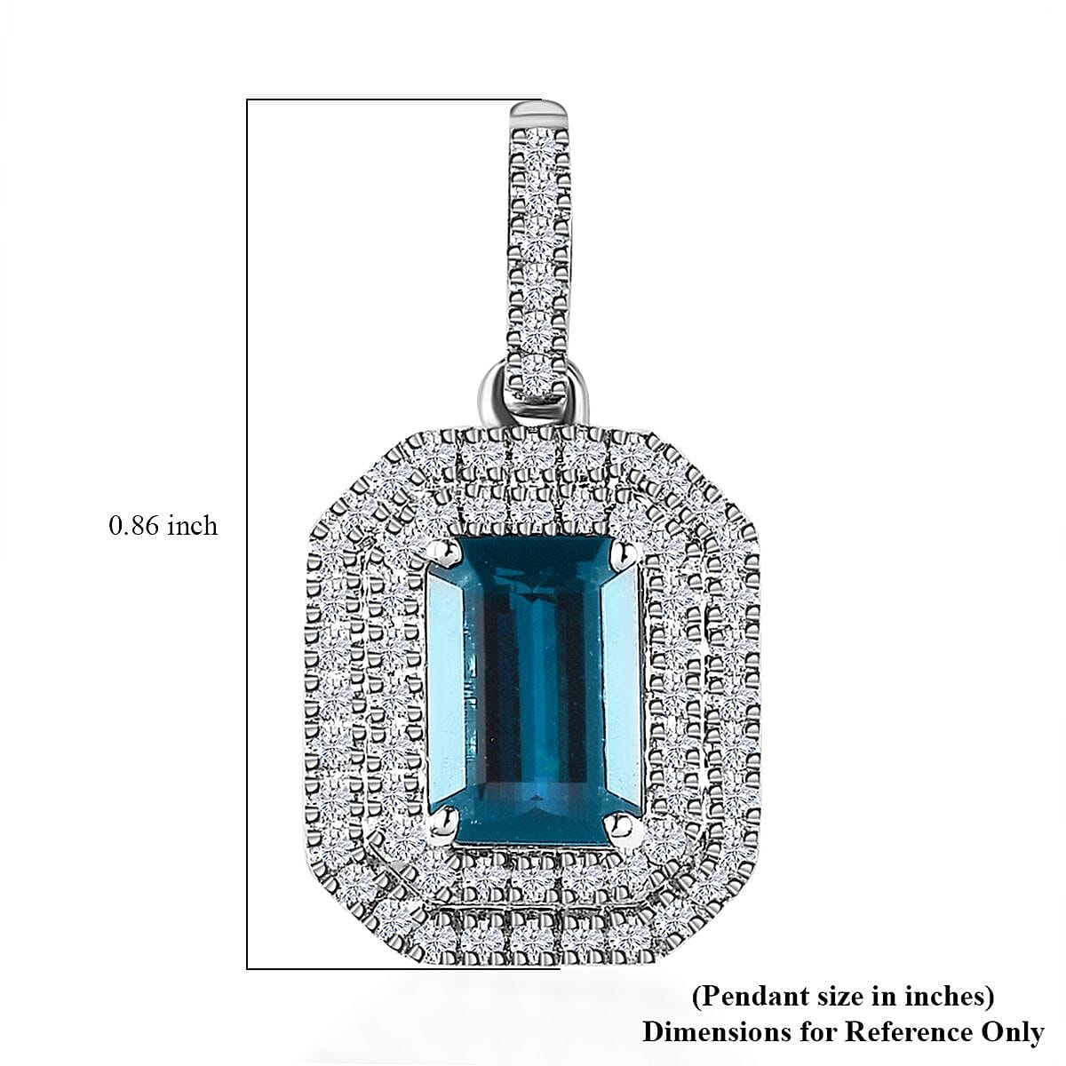 Luxoro 14K White Gold AAA Monte Belo Indicolite and Diamond G-H I3 Pendant 1.15 ctw