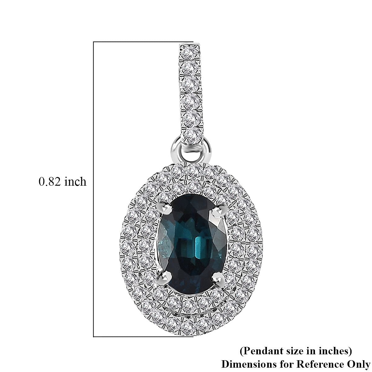 Luxoro 14K White Gold AAA Monte Belo Indicolite and Diamond G-H I3 Pendant 1.30 ctw