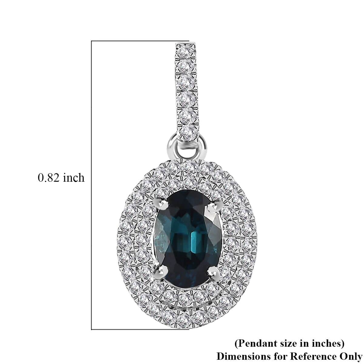 Luxoro 14K White Gold AAA Monte Belo Indicolite and Diamond G-H I3 Pendant 1.10 ctw image number 5