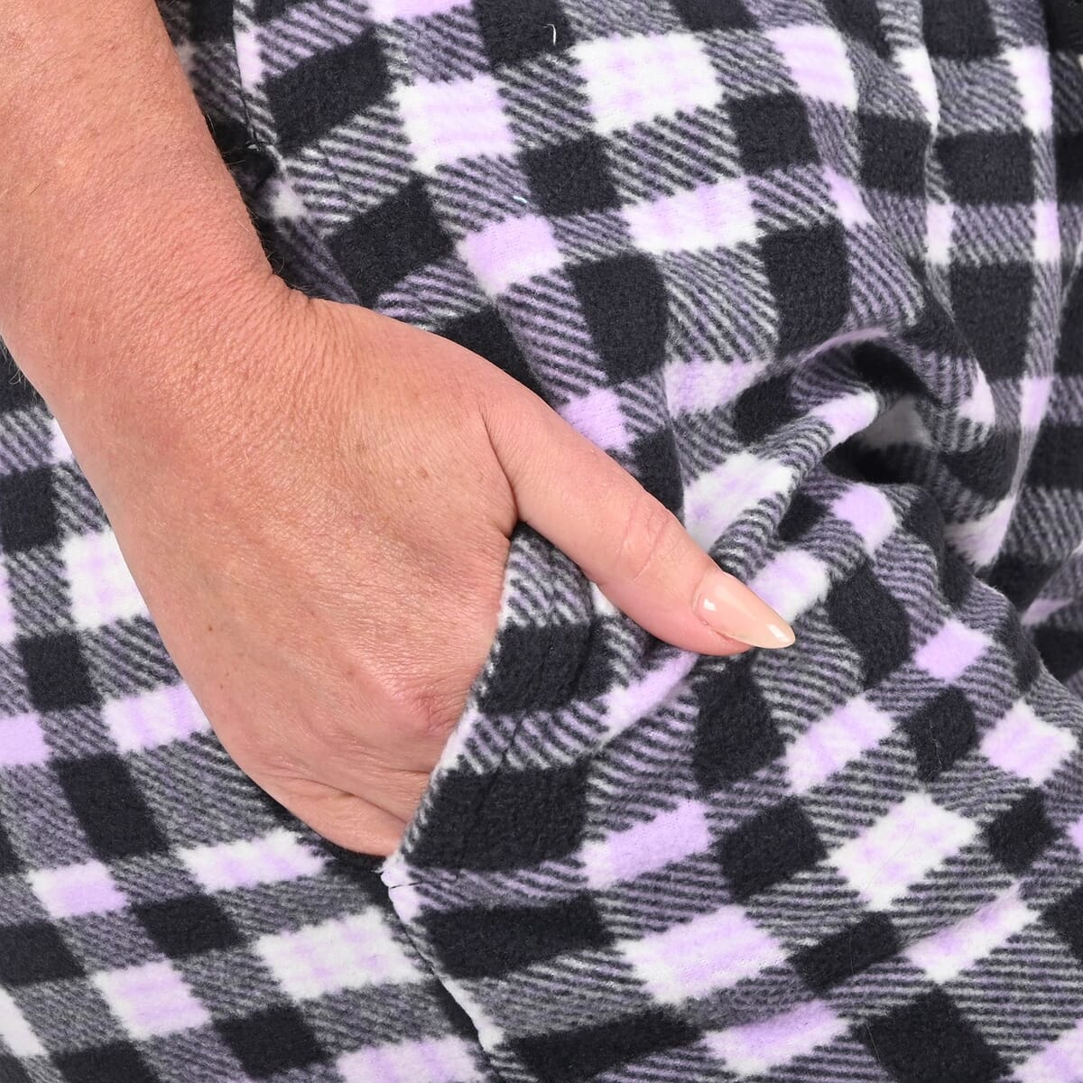 Victory Sportswear Purple and Black Plaid Pattern Microfleece Lounge Pants - L image number 4