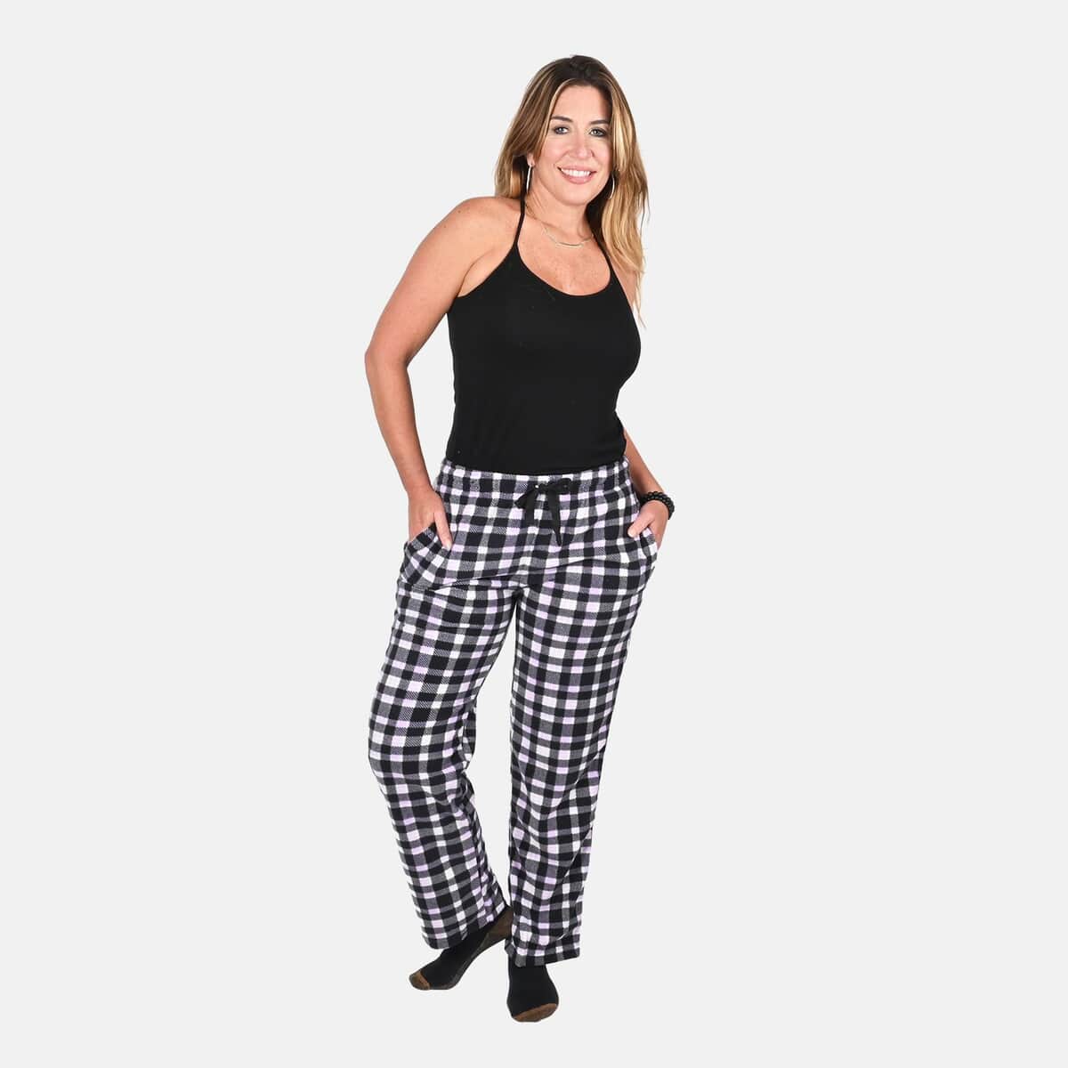 Victory Sportswear Purple and Black Plaid Pattern Microfleece Lounge Pants - 2X image number 0