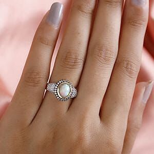 Ethiopian Welo Opal and Multi Gemstone 1.76 ctw Ring in Vermeil Yellow Gold Over Sterling Silver (Size 5.5)