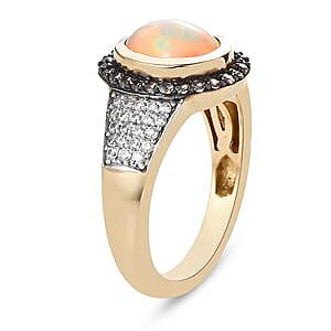 Ethiopian Welo Opal and Multi Gemstone 1.76 ctw Ring in Vermeil Yellow Gold Over Sterling Silver (Size 5.5)