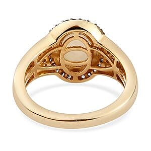 Ethiopian Welo Opal and Multi Gemstone 1.76 ctw Ring in Vermeil Yellow Gold Over Sterling Silver (Size 5.5)