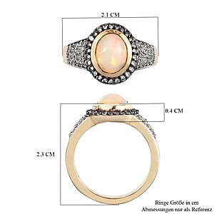 Ethiopian Welo Opal and Multi Gemstone 1.76 ctw Ring in Vermeil Yellow Gold Over Sterling Silver (Size 5.5)