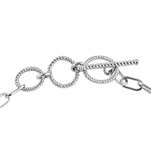 Karis Mojave Blue Turquoise and Simulated Amethyst Diamond Toggle Clasp Bracelet in Platinum Bond and Stainless Steel (7.25 In) 8.50 ctw