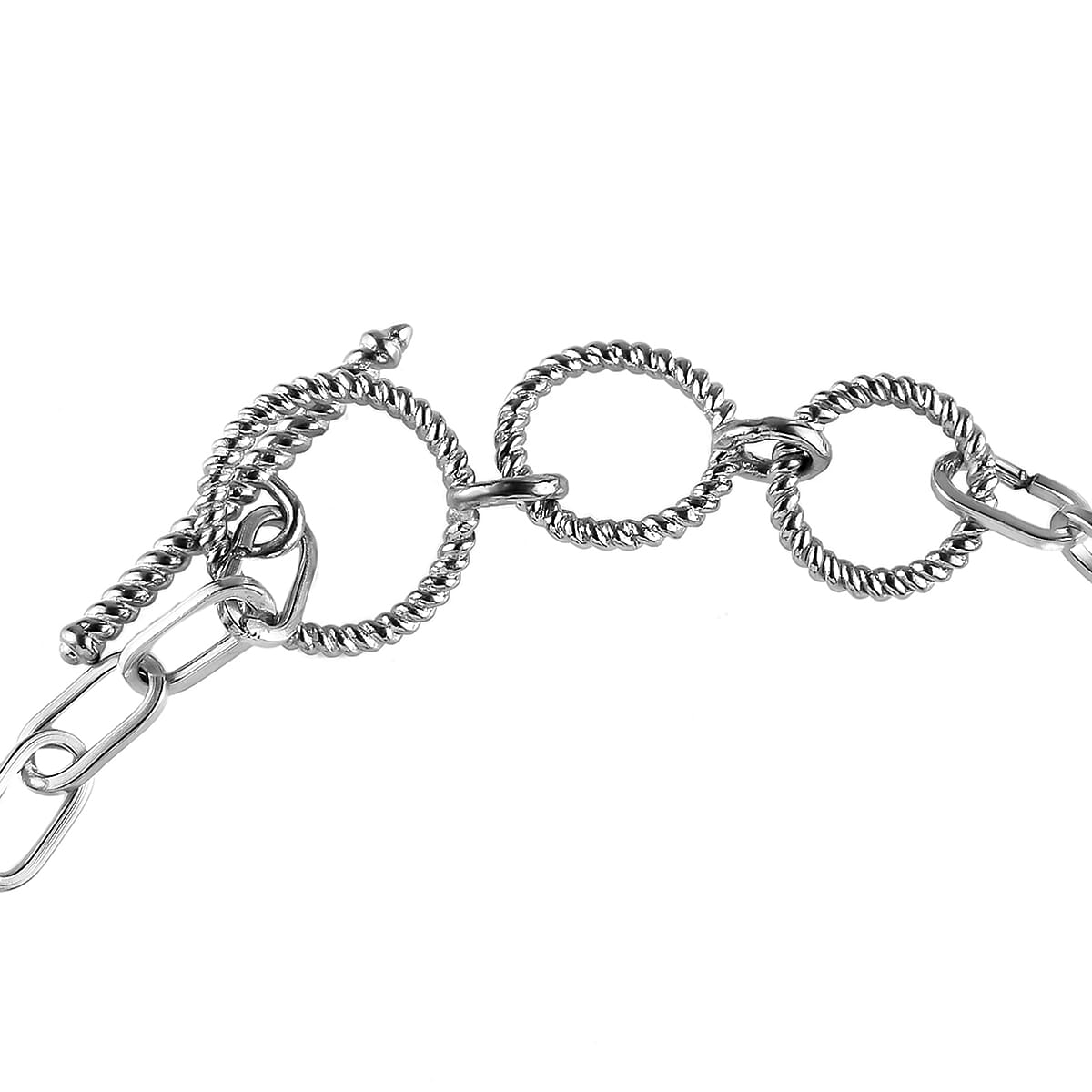 Karis African Malachite and Simulated Peridot Diamond Toggle Clasp Bracelet in Platinum Bond and Stainless Steel (7.25 In) 12.30 ctw image number 3