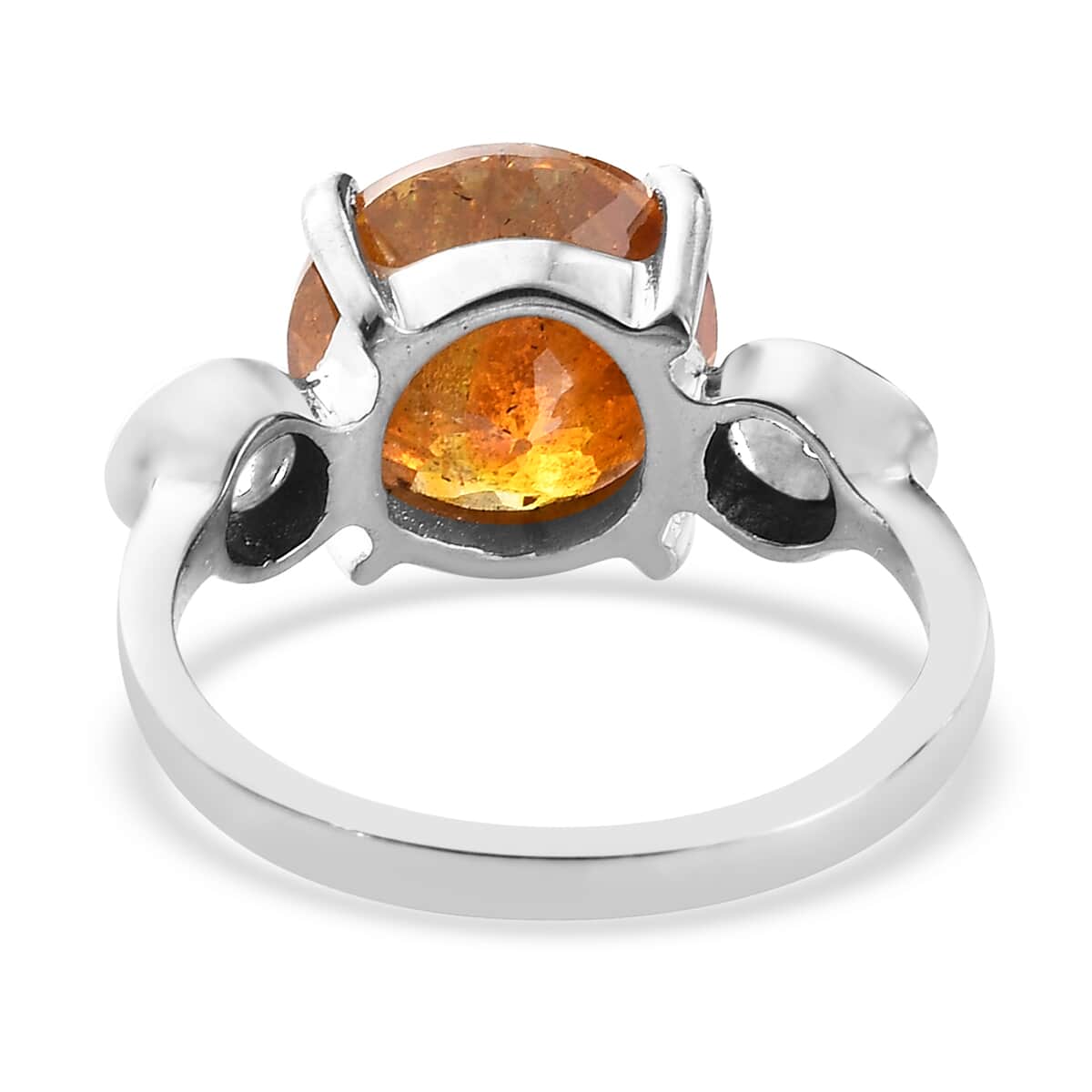 Picos Altos Light Orange Sphalerite and Polki Diamond Ring in Platinum Over Sterling Silver (Size 6.0) 5.35 ctw image number 4