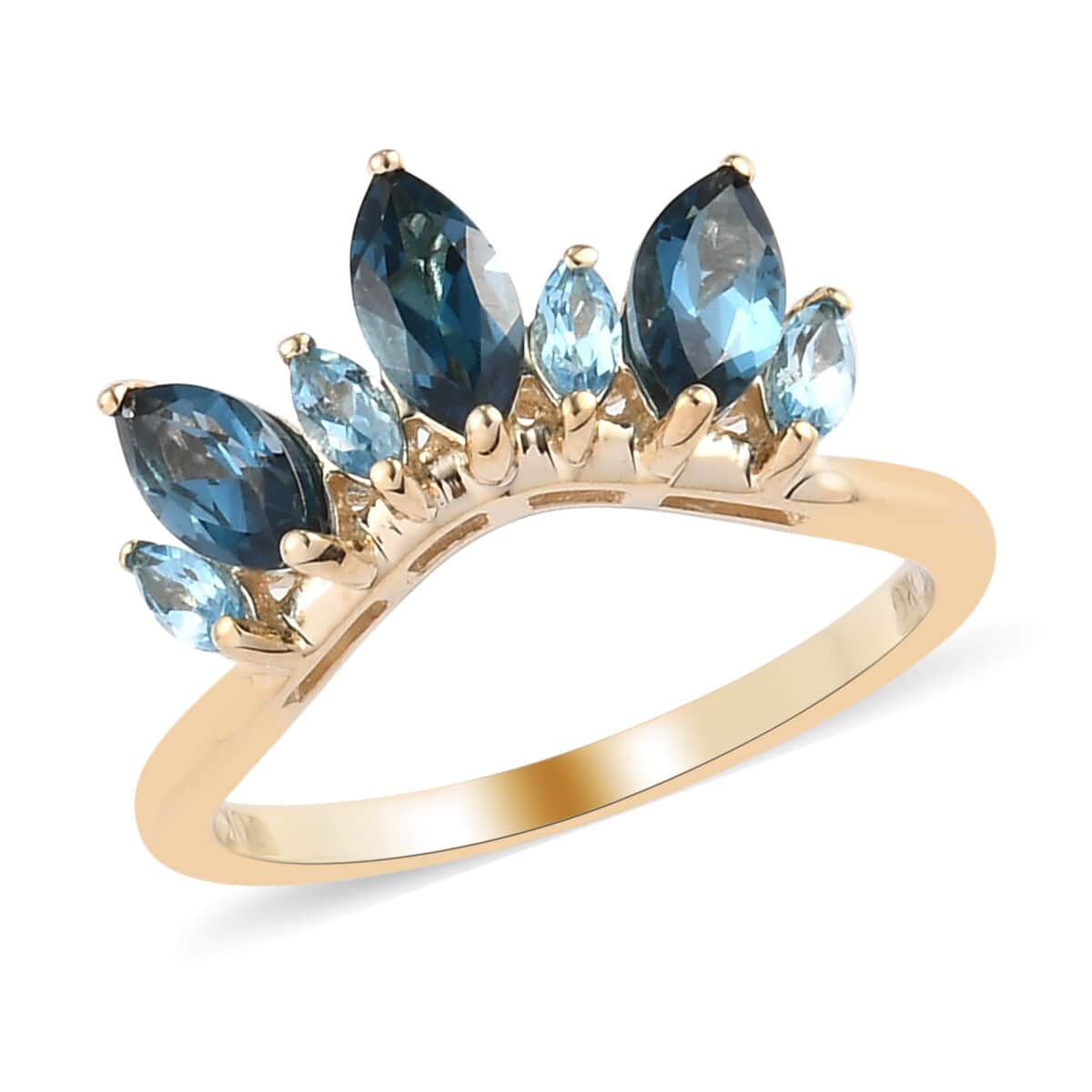 LUXORO 10K Yellow Gold London Blue Topaz and Blue Topaz Ring 2.50 Grams 1.65 ctw image number 0