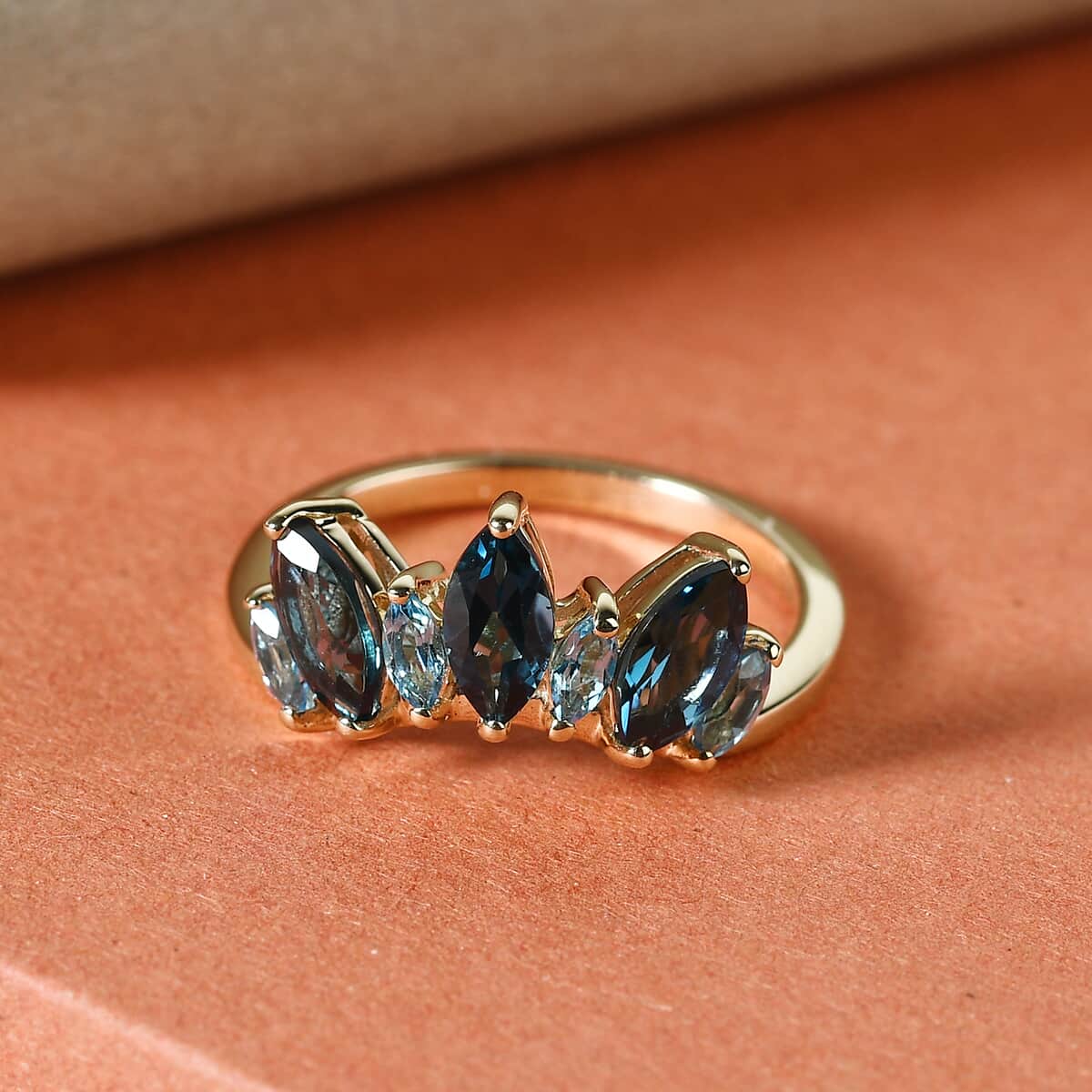 LUXORO 10K Yellow Gold London Blue Topaz and Blue Topaz Ring 2.50 Grams 1.65 ctw image number 1
