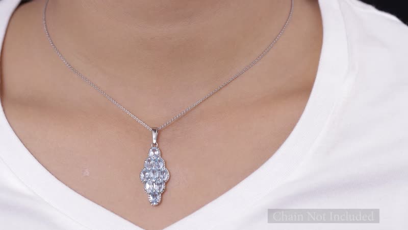 Sky Blue Topaz Elongated Pendant without Chain in Stainless Steel 4.75 ctw