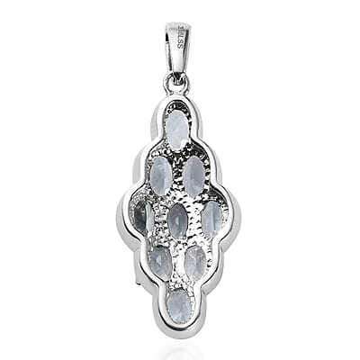 Sky Blue Topaz Elongated Pendant without Chain in Stainless Steel 4.75 ctw