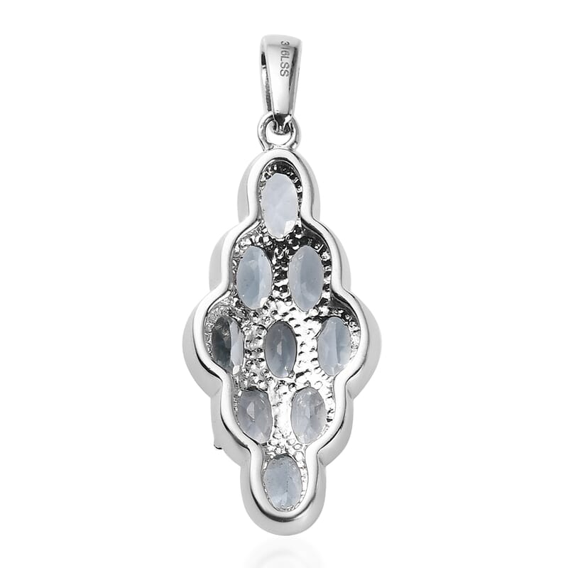 Sky Blue Topaz Elongated Pendant without Chain in Stainless Steel 4.75 ctw