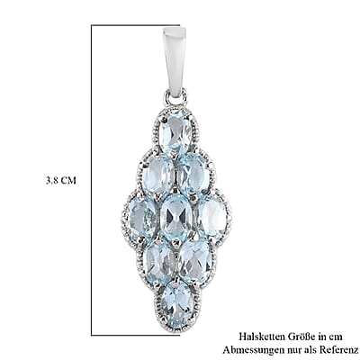 Sky Blue Topaz Elongated Pendant without Chain in Stainless Steel 4.75 ctw