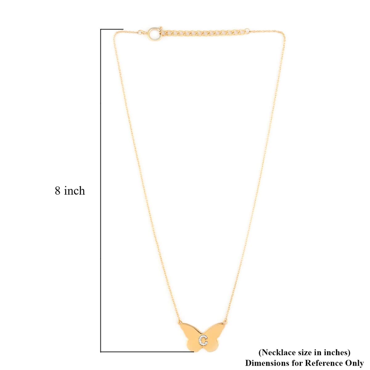 KARIS Zircon Butterfly Initial C Necklace (18 Inches) in 18K YG Plated and ION Plated YG Stainless Steel 0.10 ctw image number 5