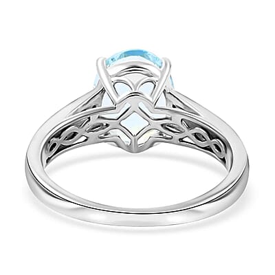 Certified & Appraised Luxoro 10K White Gold AAA Santa Maria Aquamarine and G-H I1 Diamond Ring (Size 10.0) 2.50 ctw