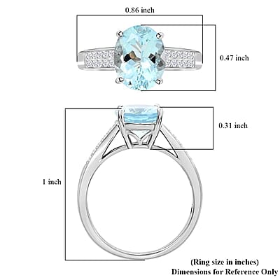Certified & Appraised Luxoro 10K White Gold AAA Santa Maria Aquamarine and G-H I1 Diamond Ring (Size 10.0) 2.50 ctw
