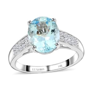 Certified & Appraised Luxoro 10K White Gold AAA Santa Maria Aquamarine and G-H I1 Diamond Ring (Size 7.0) 2.50 ctw