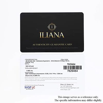 Certified & Appraised Iliana AAA Santa Maria Aquamarine and G-H SI Diamond 1.50 ctw Ring in 18K White Gold (Size 10.0)